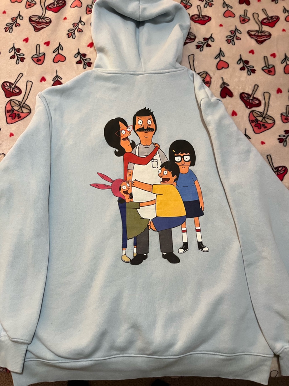 Bob’s Burgers H&M Light Blue Pullover Hoodie Size Medium